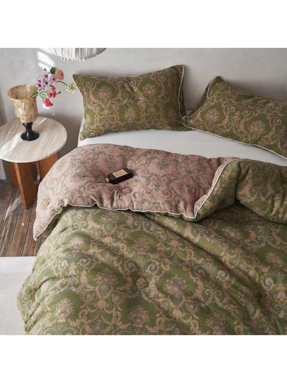 Boho Floral Queen Comforter Set - Lightweight Muslin Cotton, 3-Piece Bedding Set